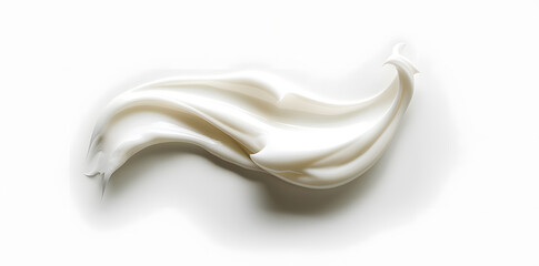 Fototapeta na wymiar A smear of white skin cream on a white background. Cosmetic texture.