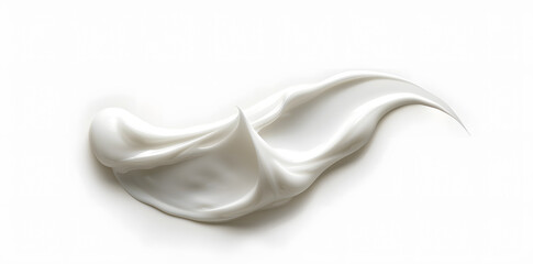 A smear of white skin cream on a white background. Cosmetic texture.