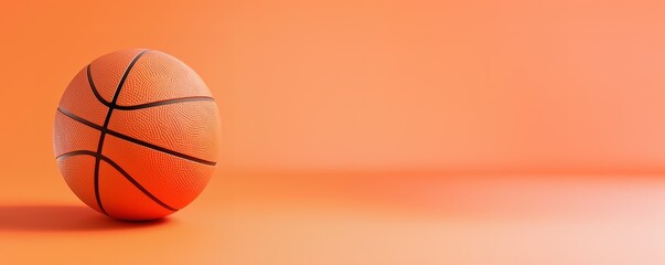 A basketball on an orange backdrop, offering ample copy space for design and text.