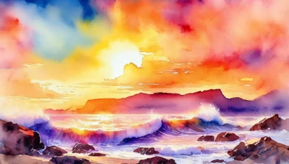 Rolgordijnen Watercolor Scenery © PolyGeek