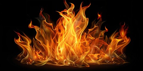 Fototapeta premium fire flames isolated on black background