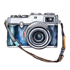 Compact camera watercolor style, illustration.