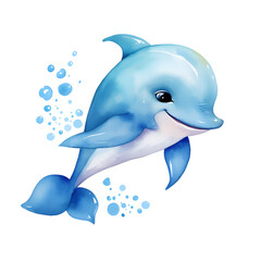cute dolphin watercolor style, illustration.
