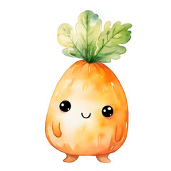 cute carrot in easter day watercolor style, illustration.