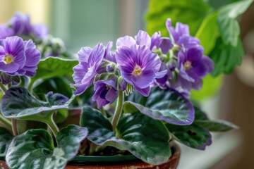 Fresh Violet Plant in Bloom: Emergency Variety of Botanical Species - obrazy, fototapety, plakaty