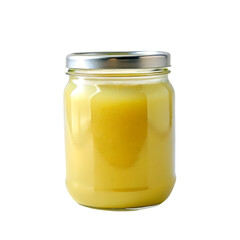 transparent jar with fruit yogurt