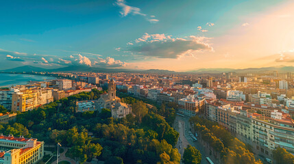 Skyline aerial view of Malaga city Andalusia 