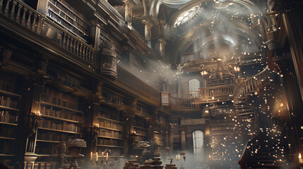 Mystic Book Nook with Hovering Tomes and Magical Artefacts