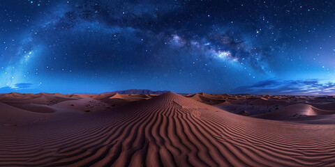 Fototapeta na wymiar Spectacular night sky over the vast and serene Sahara Desert in Morocco, with millions of stars shining brightly