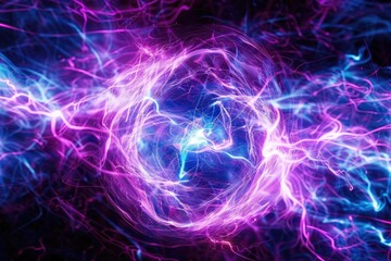 Futuristic Magnetic Field Glowing in Blue. Technology Concept of Electricity and Energy in 3D Science Element with Stunning Colours