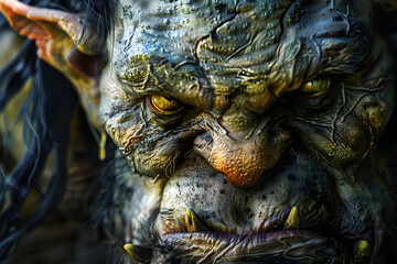 Monstrous Ogre Face - A Chilling Entity From Folklore Legends - obrazy, fototapety, plakaty