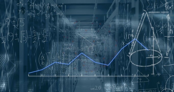 Image of data processing over server room