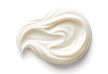 White face cream swirl swatch. Body lotion drop product sample isolated on white background