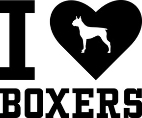 I Love Boxers with Heart Graphic Design