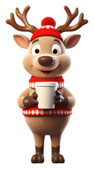 PNG A cartoon reindeer cup figurine mammal