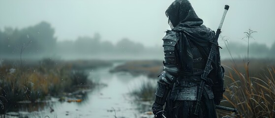 Mist-Clad Warrior: A Minimalist Epic. Concept Warrior, Minimalist, Epic, Mist, Fantasy