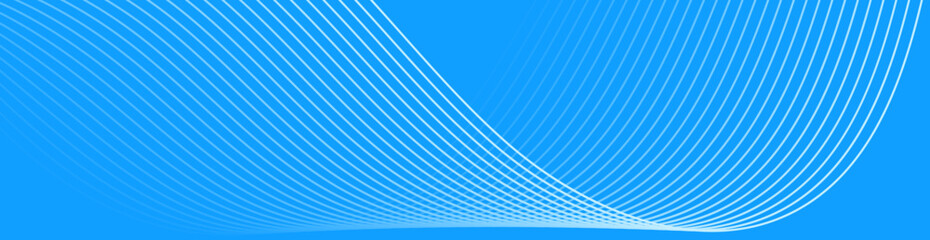 Abstract background with waves for banner. Web banner size. Vector background with lines. Element for design isolated on blue. Blue gradient. Spring, summer, winter. Water, ocean