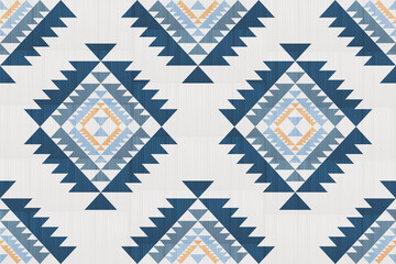Navajo tribal vector seamless pattern. Native American ornament. Ethnic South Western decor style. Ikat Boho geometric ornament. Vector seamless pattern. Mexican blanket, rug. Woven carpet - obrazy, fototapety, plakaty