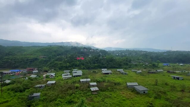 view of beautiful mountain at makhel village and the barak river is situated in senapati district. people of this village are living in very peaceful manner manipur in India.