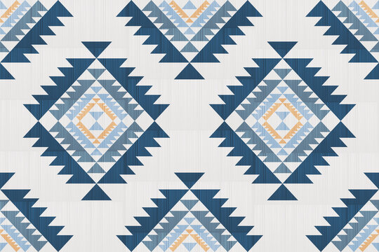 Navajo tribal vector seamless pattern. Native American ornament. Ethnic South Western decor style. Ikat Boho geometric ornament. Vector seamless pattern. Mexican blanket, rug. Woven carpet