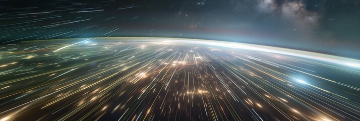 High-speed visual capturing the sense of traveling through a warp in space-time continuum - obrazy, fototapety, plakaty