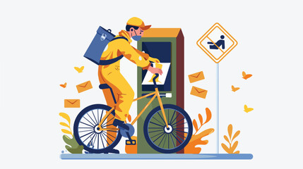 Postman putting envelope into post box