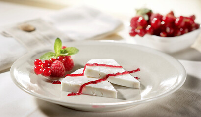 white cheese with berries