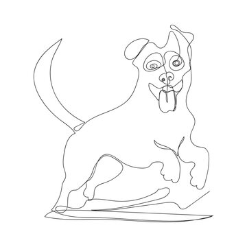 dog one line art vector design 