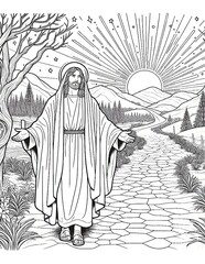 Emmaus Road Coloring Page