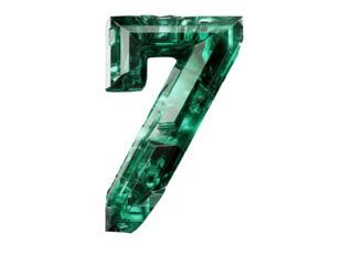 number seven made of emerald