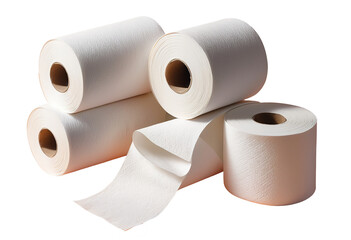 Fototapeta premium High-Quality Image of White Paper Towel Rolls on a White Background