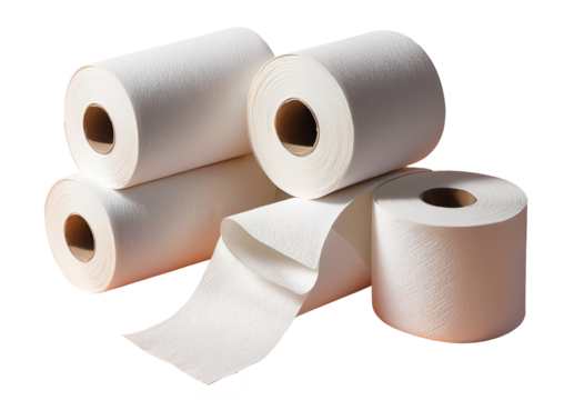 High-Quality Image of White Paper Towel Rolls on a White Background