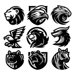 High School Sports Mascot Logo Vector Icon Set: Dynamic Team Emblems for Branding & Merchandise