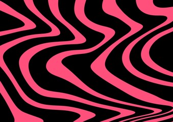 Linear pattern. Pattern. Blurred lines. Twisted lines. Animal accent. Color background. Pink and black