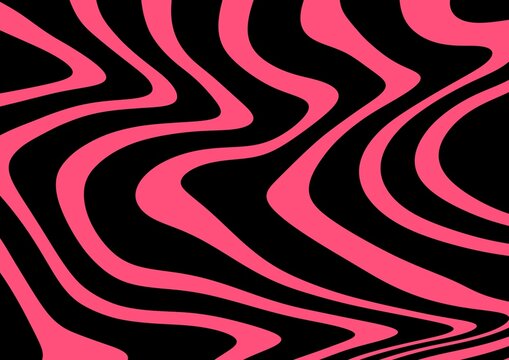Linear pattern. Pattern. Blurred lines. Twisted lines. Animal accent. Color background. Pink and black