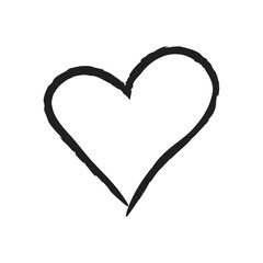 Black hand drawn heart on white background. Vector design element for Valentine's day. grunge hand drawn black heart. love, logo, symbol, card, wedding, greeting card. vector illustration