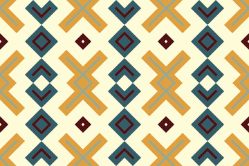 Motif Ikat Seamless Pattern Embroidery Background. Ikat Prints Geometric Ethnic Oriental Pattern traditional.aztec Style Abstract Vector design for Texture,fabric,clothing,wrapping,sarong.