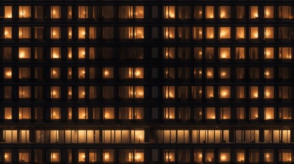Illuminated Windows of a High-rise Building at Night