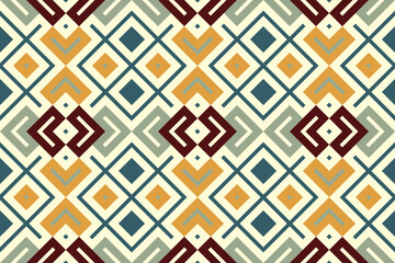 Ikat Seamless Pattern Embroidery Background. Ikat Aztec Geometric Ethnic Oriental Pattern traditional.aztec Style Abstract Vector illustration.design for Texture,fabric,clothing,wrapping,sarong.