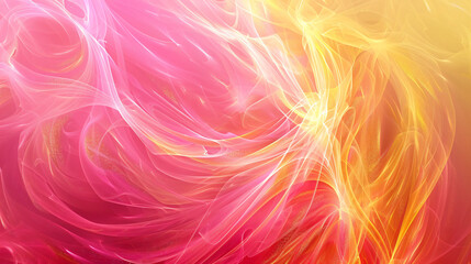 Swirling free flowing feminine pink and yellow energy - obrazy, fototapety, plakaty