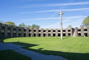 Huisnes-sur-Mer, France - Apr 12, 2024: This german war cemetery in Huisnes-sur-Mer contains the...