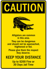Beware of alligator sign keep your distance