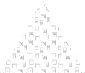 Triangle background with furniture for home decoration.