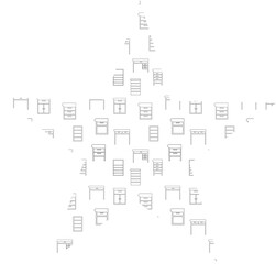 
Star background with furniture for home decoration.