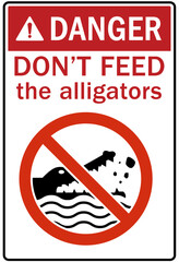 Beware of alligator sign don't feed alligator