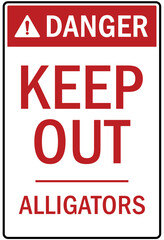 Beware of alligator sign keep out