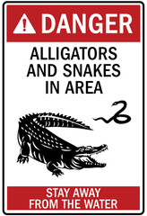 Beware of alligator sign alligators and snakes in area. Stay away from the water