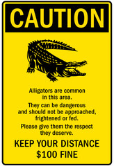 Beware of alligator sign keep your distance