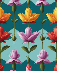 Fototapeta na wymiar seamless pattern with flowers illustration