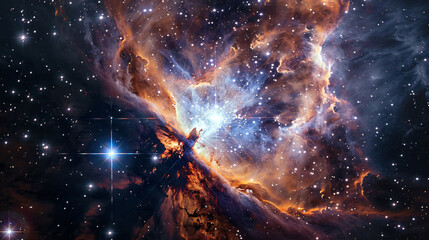 The bright star supernova in the center of the nebula - Powered by Adobe
